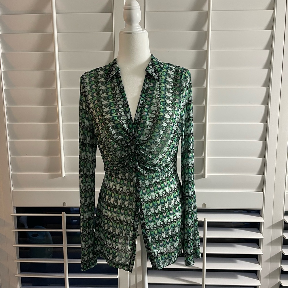 Green Patterned Women's Top
